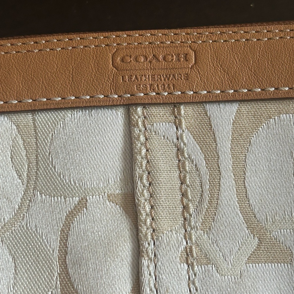 Coach tan signature canvas & brown leather wristlet wallet. Excellent condition! - Picture 3 of 8